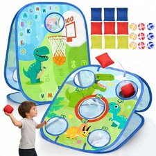 6-in-1 Dinosaur Bean Bag Toss Game - Outdoor Toys for 3-5 - ABC Alphabet  Ma...