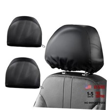 Satin Universal Headrest Covers for Cars - 2pcs for Black