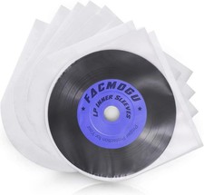 Facmogu 100PCS LP Vinyl Inner Sleeves, 12" Semi-Transparent Plastic Cover wit...