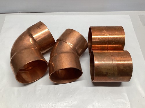 4" Copper Elbow & Coupling Plumbing Fitting Lot of 4 pcs Read Description