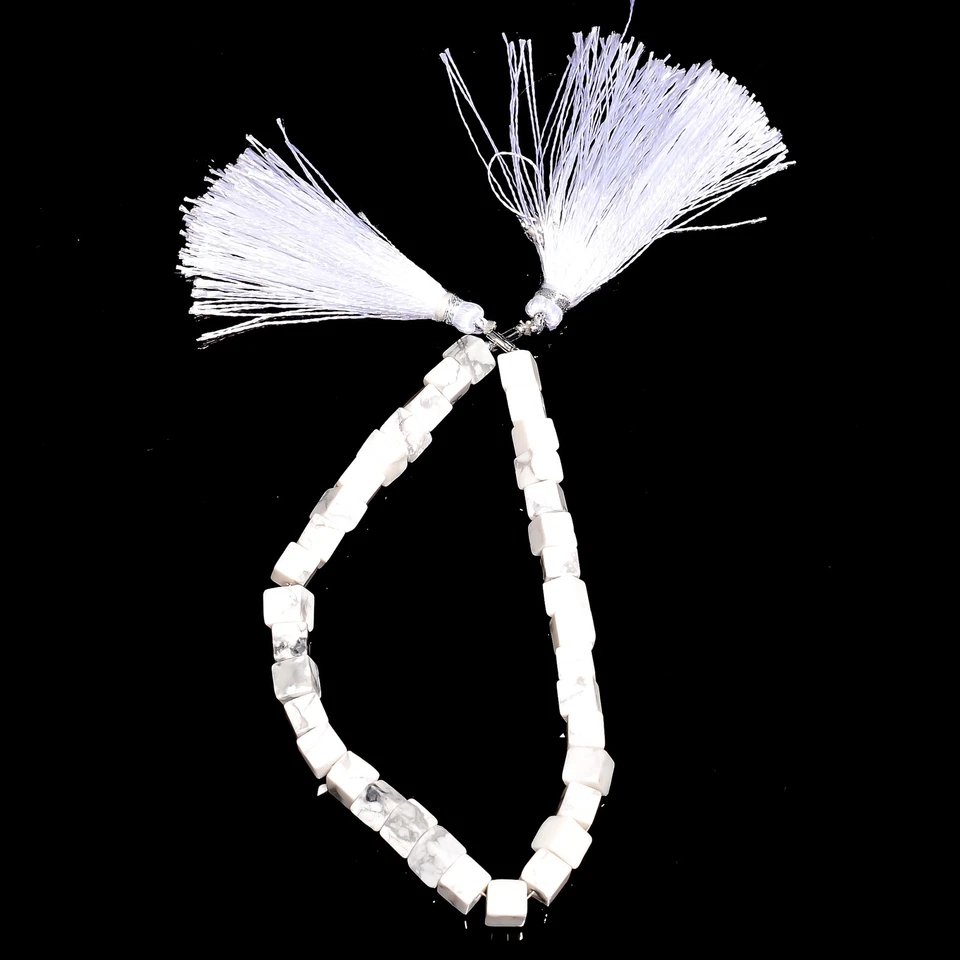 Cuentas lisas con forma de caja de piedras preciosas de howlita 100 % naturales hilo de 5-6 mm 8" UGB-447 Foto 2 de 3