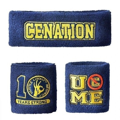 JOHN CENA Ten Years Strong Blue Cenation U Can't See Me Headband Wristbands Set