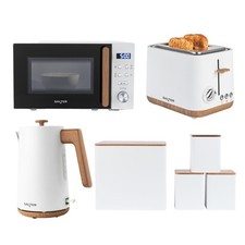 Salter Toronto 4-Piece Set &ndash; Kettle, 2-Slice Toaster, Microwave & Four Canisters