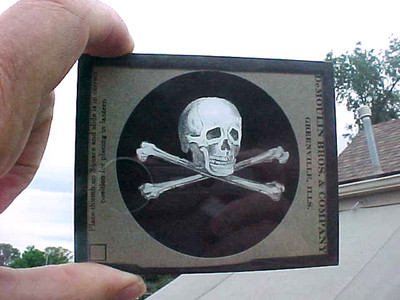 IOOF ODD FELLOWS SKULL CROSS BONES GLASS LANTERN SLIDE 1800s DeMoulin Bros