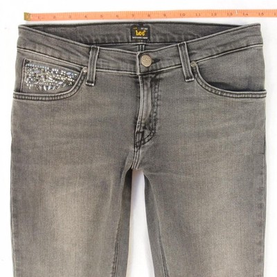 Damens Lee JADE Regular Gerades Bein Elasthan Grau Jeans W28 L30 Größe 34