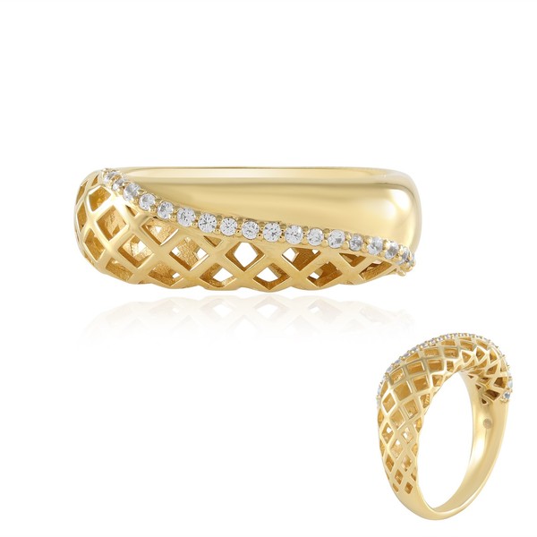 Cavill Zirkon Ring 0,41Ct Rundschliff Vergoldetes 925 Silber Damen Schmuck-image