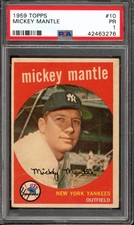 1959 Topps #10 Mickey Mantle PSA 1 Vintage HOF Baseball Card (3276)