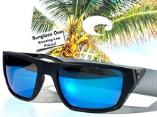 NEW Costa Del Mar FINLET Matte Black POLARIZED Blue 580G GLASS Sunglass 9118-01
