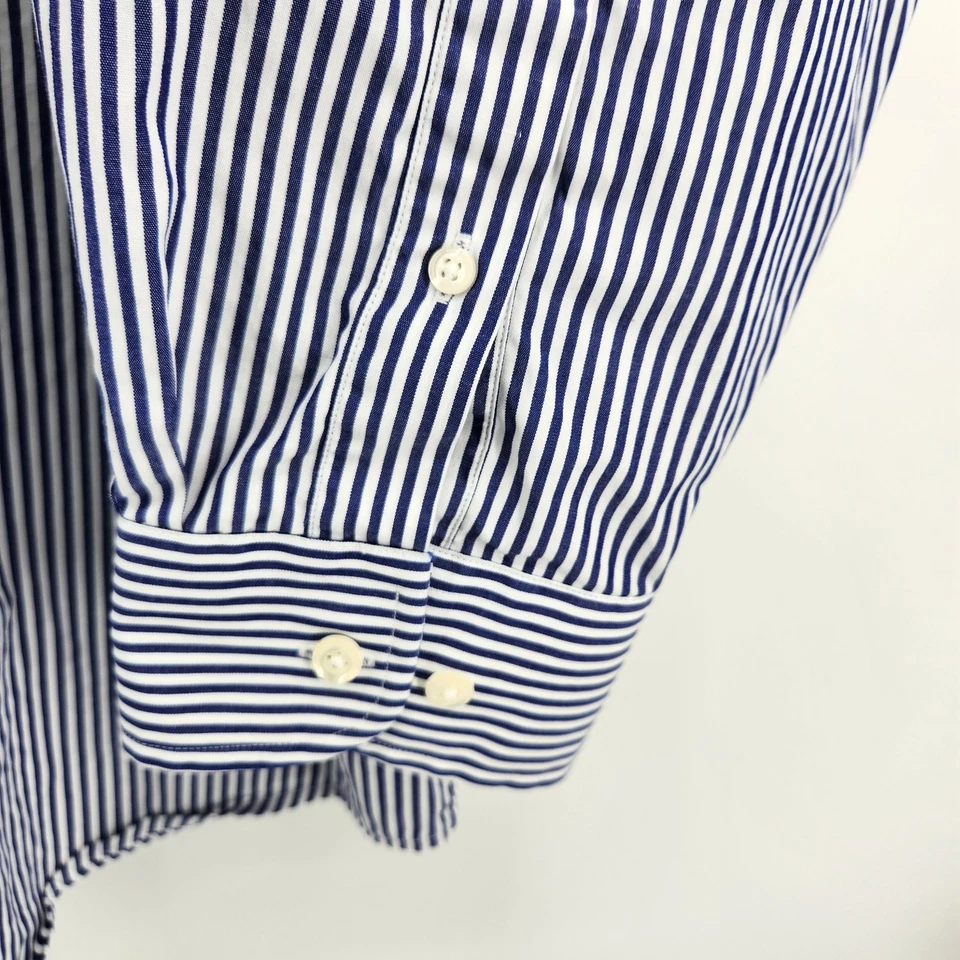 Camisa de vestir Kenneth Roberts platino para hombre 18 34/35 azul blanco algodón a rayas Foto 4 de 4