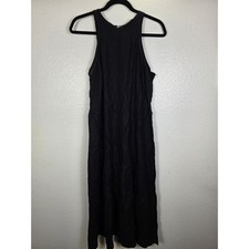 Future Collective Black Linen Blend Halter Midi Dress Womens Size 12