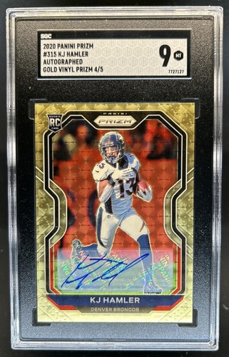 2020 Panini Prizm KJ Hamler Auto RC Gold Vinyl #/5 Broncos SGC 9 Rookie