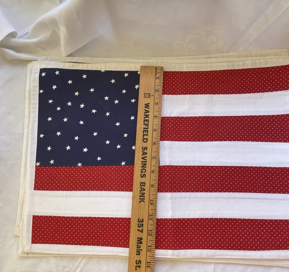 Set of 4 Cloth USA Flag Placemats READ - Image 3 of 4