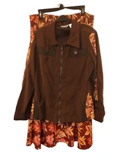 Vintage Womens Size 14 Selene Sport Zip Up Jacket Shirt & Long Skirt 2pc Set