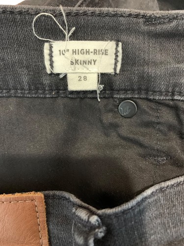 Madewell 10” High Rise Skinny Jeans Womens Sz 28x27.5” Black Raw Fray Hems Denim - Picture 8 of 16