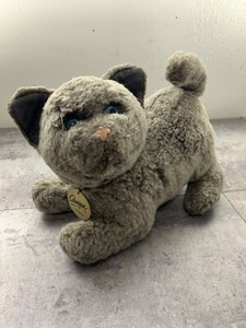 Vintage 1988 Dakin Classique Gray Plush Cat Blue Eyes. | eBay