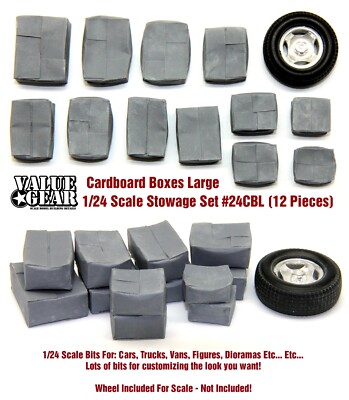 1/24 Set #CBL Cardboard Boxes Large (12 Pieces) - Value Gear Resin