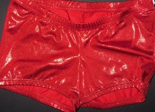 Axis Booty Shorts Dance Gymnastics Cheer Red Foil Girls Intermediate Child