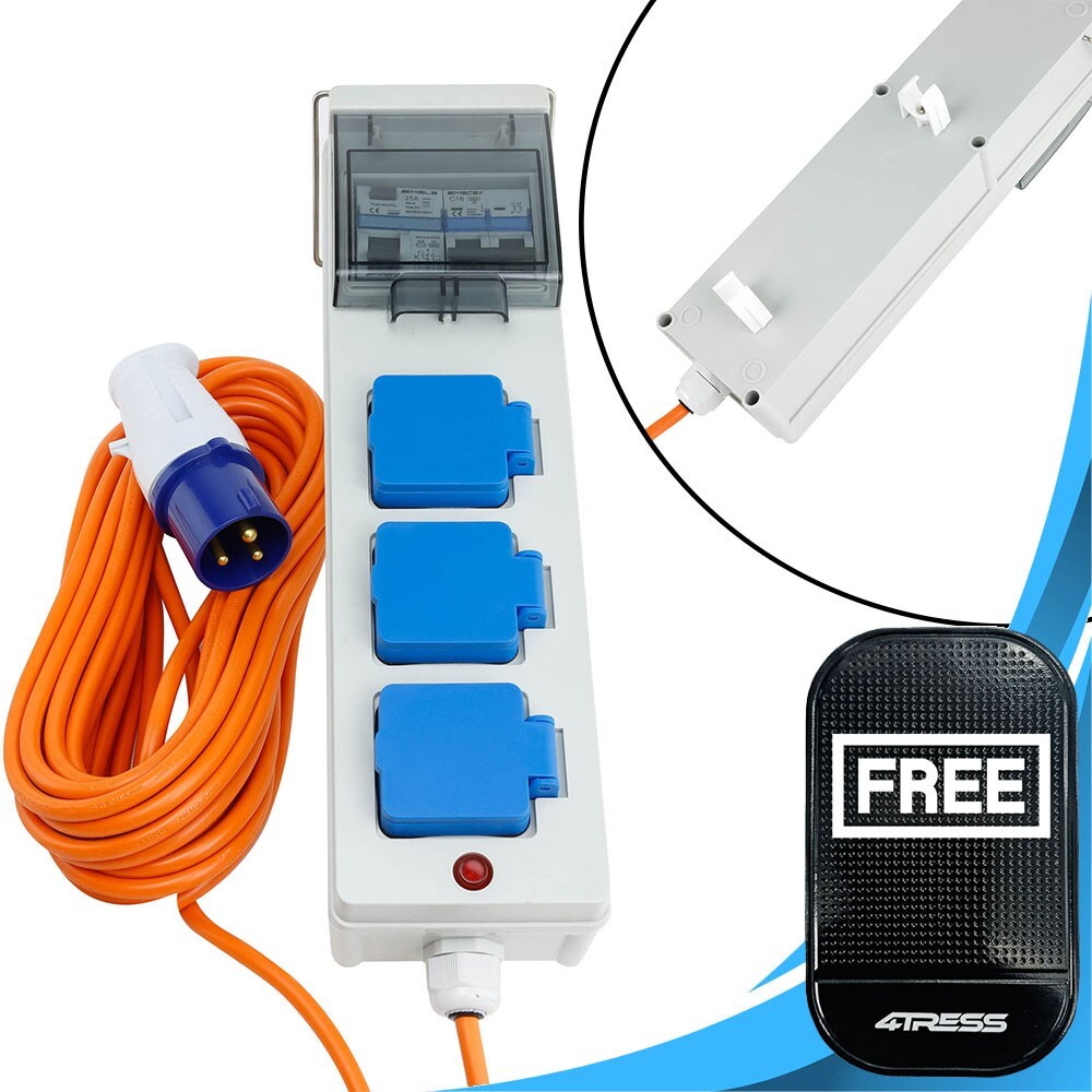 Camping Site Caravan Motorhome 240V 3 Way Mobile Mains Electric Power C486. +M