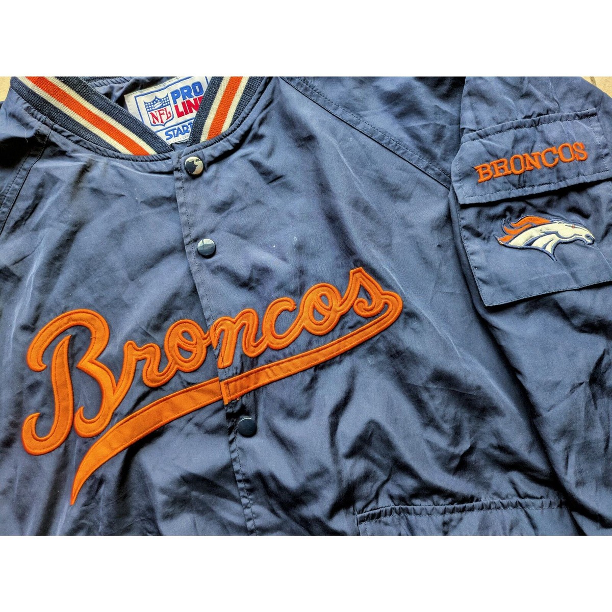 90s BRONCOS フード付きジャケット ネイビー 未使用品