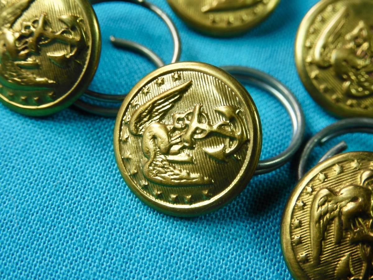 US WW2 Vintage Set 5 USMC Marine Corps Military Army Small Button