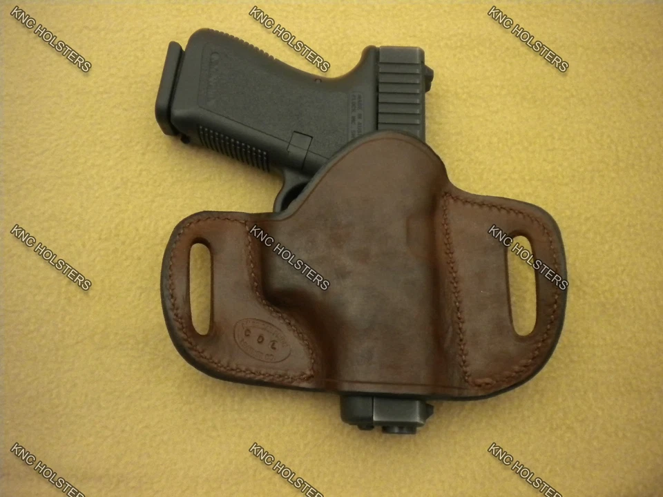 Se adapta a Glock, S&W, Taurus... Funda de cuero con dibujo cruzado deslizable para cinturón L/H marrón EE. UU. Foto 2 de 4