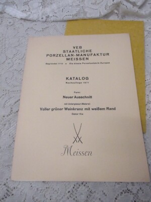 1971 VEB Porz. Manufaktur MEISSEN  NEUER AUSSCHNITT / grüner Weinkranz Dekor 15a