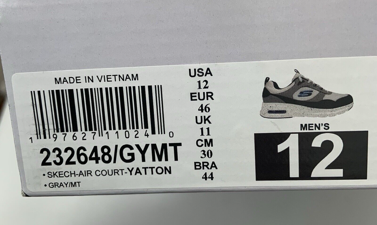 【dattsu】 Skechers Air Court Yatton Men's size 12 Gray Sneakers shoe