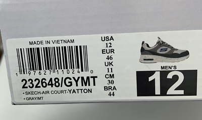 Skechers Air Court Yatton Men's size 12 Gray Sneakers shoe 232648