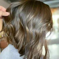 Real hair! New Beautiful Women's Long Mix Brown Wavy Human Hair Wigs 12In