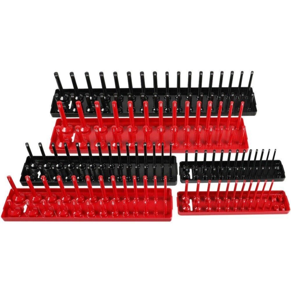 6PC/SET Socket Organizer Tray Rack Storage Holder Tool Metric SAE 1/4" 3/8" 1/2"