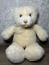 Vintage GUND TENDER TEDDY BEAR Pale Ivory PLUSH w/shimmery Gold Bow 6414