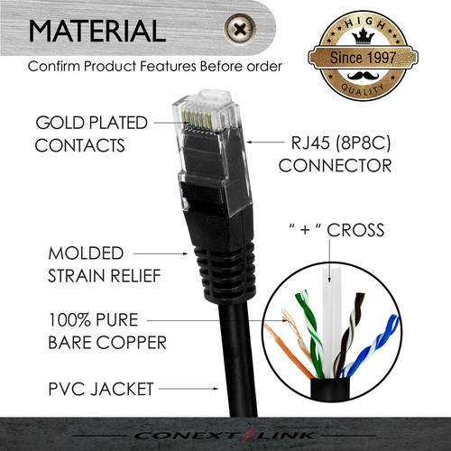 1pc 9ft Black CAT6 Network Wire LAN Cable Patch Cord Ethernet Internet Router PC - Picture 2 of 9
