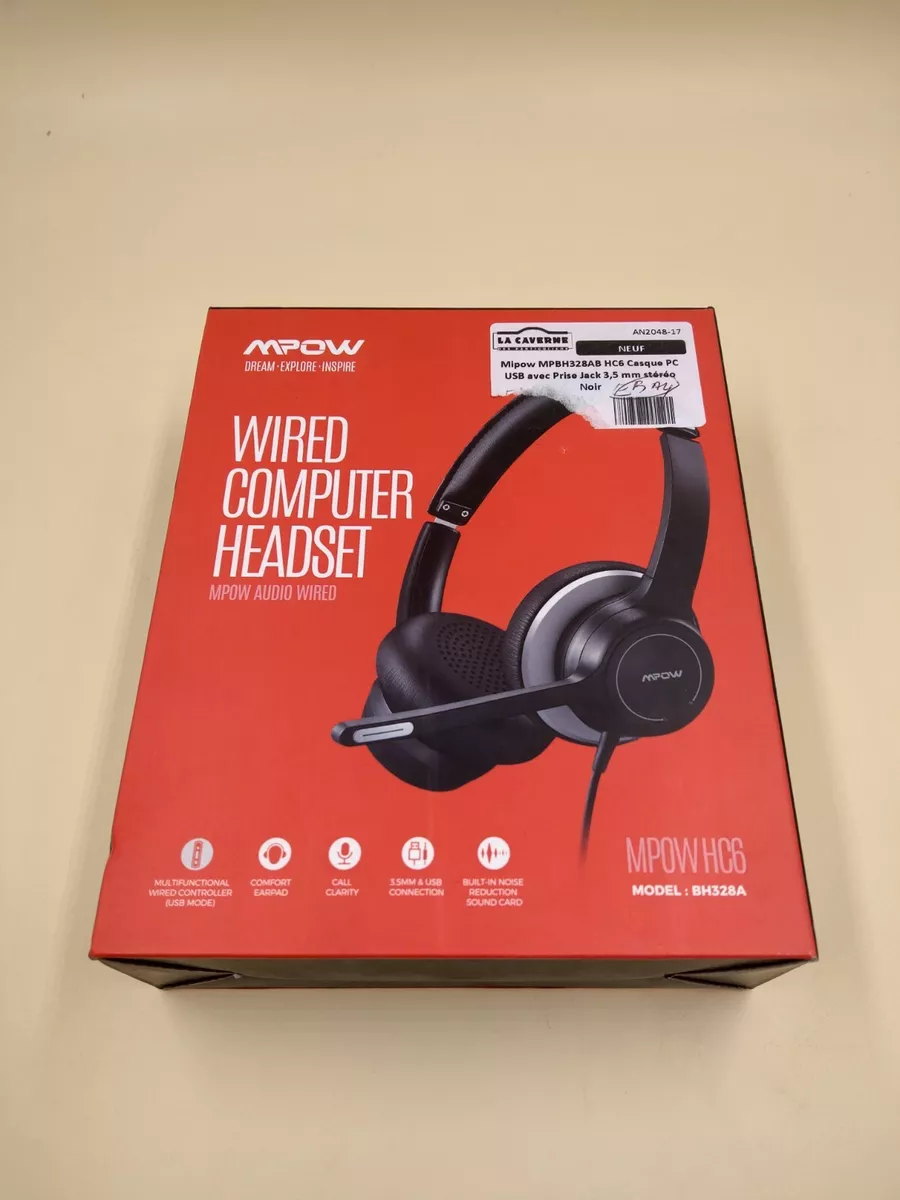 Casque MPOW MPBH328AB casque PC UPB avec prise jack couleur noir