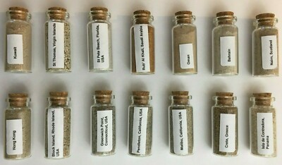 40+ World SAND SAMPLES10ml bottle Ocean Dessert Inland Geology