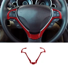 3Pcs Red Carbon Fiber Interior Steering Wheel Accent Cover Trim For Acura TL