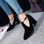 thumbnail 7 - Glam Ladies Pointy Toe Block Heels Solid Knitting Buckle Strap Faux Suede Shoes