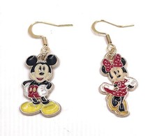 DISNEY Classic Mickey  Minnie Mouse Gold Toned Dangle Earrings