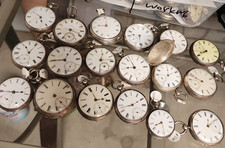 Collection Of 18 Antique English Fusee Sterling Silver Pocket Watches READ
