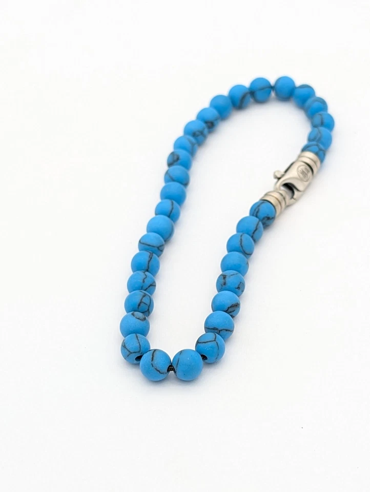 Men’s Turquoise Bead Bracelet Sterling Silver Handmade Spiritual Jewelry - Image 2 of 4