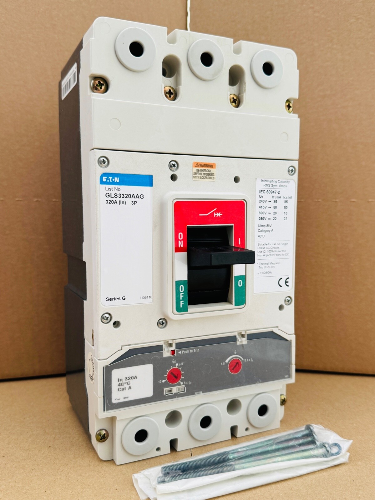 Eaton 250 - 320 Amp 50kA Triple Pole TP 320A Series G GL-Frame MCCB  GLS3320AAG