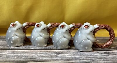 4 Fitz And Floyd Frog Napkin Rings Hand Painted Ceramic Japan Rare | eBay