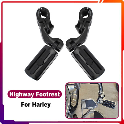 Highway Foot Peg Footrest For Harley Street Glide Fat Boy 1-1/4'' Crash Bar Mount