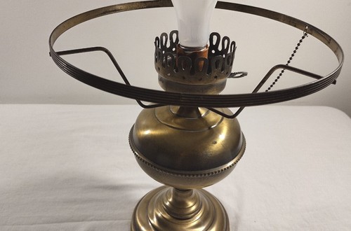 Vintage Arts And Crafts Brass Electric Stained Glass Hurricane Lamp Farmhouse - Picture 7 of 20