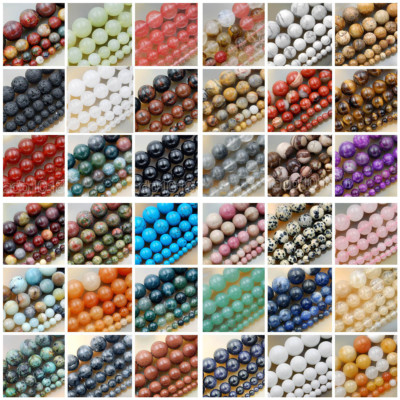 Natural Gemstone Smooth Round Loose Beads 15