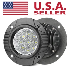 2X 4inch Flush Mount LED Work Light Bar Round Pods Driving Spot Fog 4WD Off Road