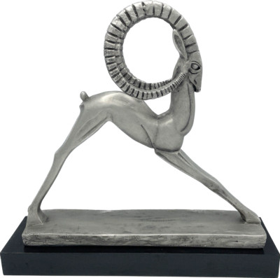 Austin Productions Sculpture Coiled Ibex Goat Signed David Fisher #AP3170