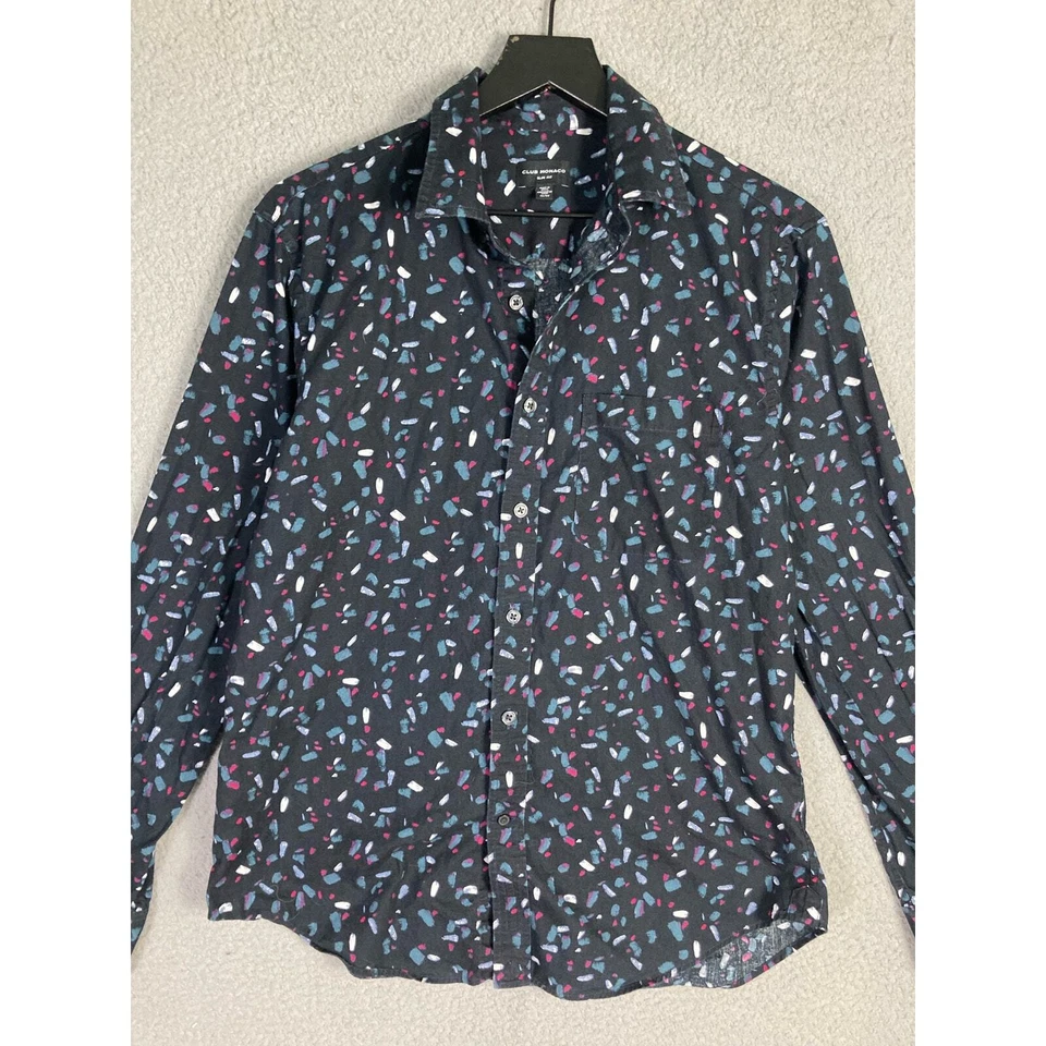 Club Monaco Men's Slim Fit Graphic Print Button-Up Shirt Multicolor M - Image 4 of 4