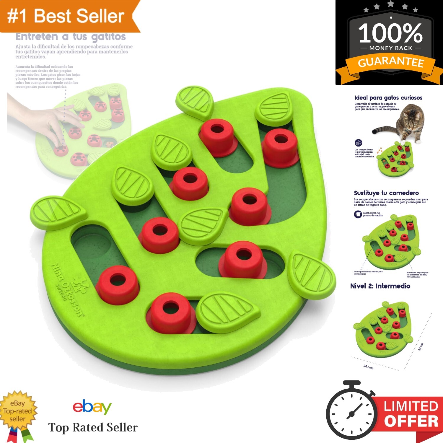 Enriching Treat Puzzle for Cats - Interactive Foraging Play with Safe Design