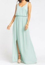 2704 Show me your Mumu Kendall Maxi Dress Bridesmaid SILVER SAGE size XS