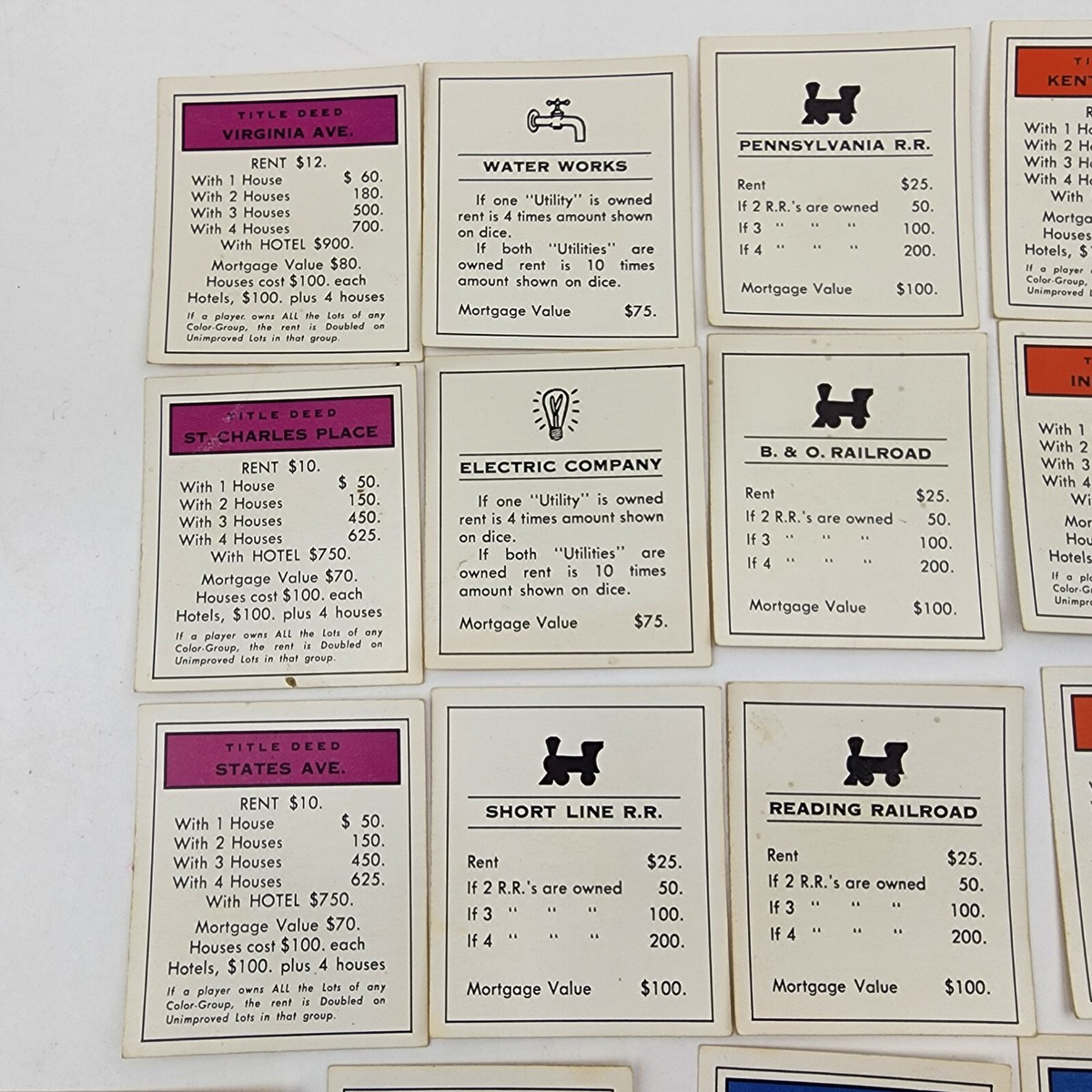 モノポリーページ Vintage Monopoly Board Game 1973 Property Deed Replacement